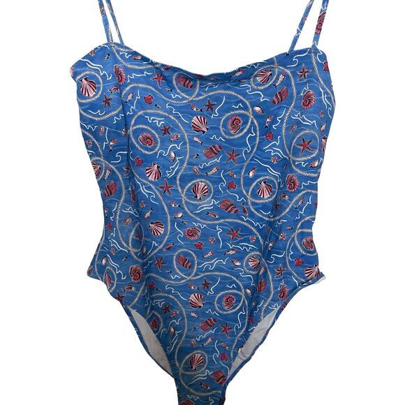 New Doen Marbella maillotone piece swimsuit blue shell liberty Solent shores XXL - Picture 3 of 8